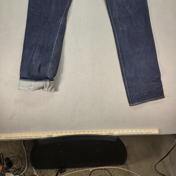 Flat Head Jeans Mens Fits 28x31 Blue Selvedge Slim Straight Buckile Back Denim - Picture 4 of 14